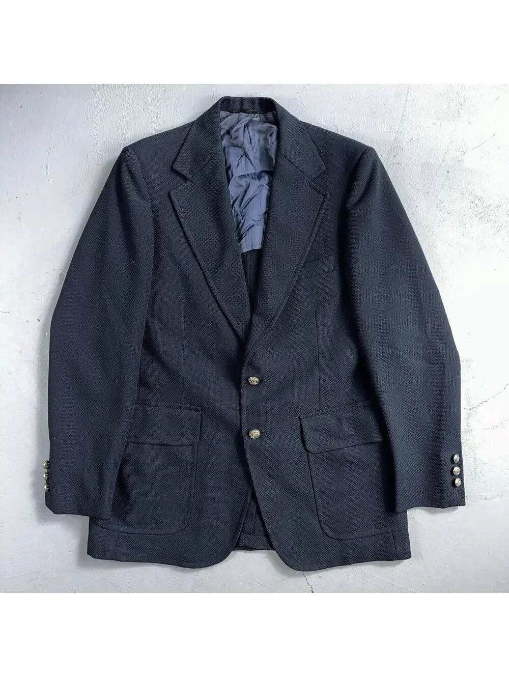 Kingsridge Blazer Mens 40 Blue Vintage Sport Coat Suit Jacket Union USA 1970s